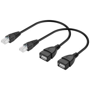 GINTOOYUN 2 Pcs USB to RJ45 Cable USB to RJ45 Ethernet Cable USB Female to RJ45 8P4C Ethernet Male Extension Cable for Router,ADSL Modem,Camera etc(11.81 Inch)