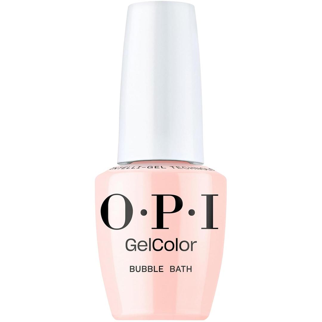 OPI GelColor LED Cure Gel Nail Polish | Nude & Brown Shades | Salon-Quality Shine, Long-Lasting Wear | Easily Soak Off Removal | Vegan & HEMA Free | 0.5 Fl Oz (Bubble Bath | Sheer Nude Pink)