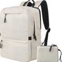 Laptop Backpack, Computer Bag with 2 Compartments, Ergonomic Shoulder Straps, 15.6 Inch Laptop Sleeve, Haul Handle, Book Backpacks, Bookbag for Women, School Backpacks for Teens (Cream)