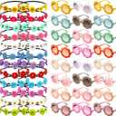 48 Pieces Groovy Retro Flower Sunglasses Headbands Party Favors Includes 24 Multicolor Lady Girl Flower Headbands 24 Round Hippie Sunglasses for Kids Hippie Themed Party Supplies