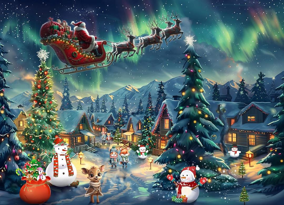 Christmas Northern Lights Jigsaw Puzzles for Adults 500 Pieces Christmas Jigsaws 500 Piece Puzzles for Adults
