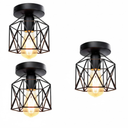 jose2015 Rustic Farmhouse Flush Mount Ceiling Light Fixture,Industrial Black Light Fixture for Entryway Hallway Bedroom Kitchen Stairway Porch with E26 Socket UL Listed-3 Pack.