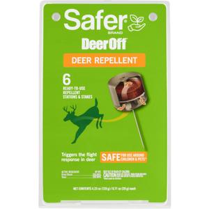 Safer Brand Deer-Off Deer Repellent Stations - 6 Waterproof Repelling Stakes for Gardens and Lawns - All Season Protection - 5962 - 6 Pack (4.23 Oz.)