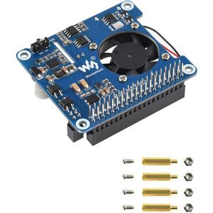 waveshare Power Over Ethernet (PoE) HAT for Raspberry Pi 4B/3B+, 802.3af/at PoE Network Standard, 5V USB-A&12V Header Outputs, PoE HAT Onboard Cooling Fan and MP8676 Buck Chip, Isolated