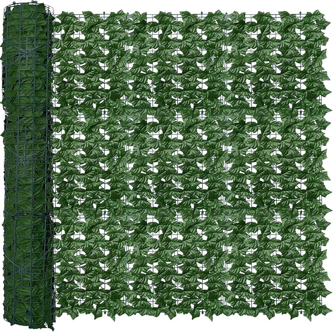ODTORY Artificial Fence Privacy Screen: 5FT x 50FT UV-Anti Faux Greenery Backdrop Ivy Chain Link Shades Panels for Patio, Balcony, Garden,Deck,Backyard Indoor Outdoor Green Wall Decor