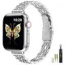 MioHHR Metal Band Compatible with Apple Watch Bands 49mm Ultra3/ 2/ 1, 46mm Series 11 10, 45mm Series 9 8 7, 44mm Series 6 5 4 SE, 42mm Series 3/ 2/ 1, Stainless Steel iWatch Bands for Women, Silver