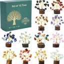 Crocon Crystal Tree Birthday Gifts for Women Set of 12 Mini Tree of Life Chakra Healing Crystals & Stones for Positive Energy Good Luck Home and Office Decor Birthday Gifts for Mom & Dad Housewarming