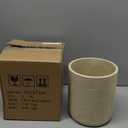 Natural Travertine Textures Kitchen Utensil Holder, 7.5" Large Heavy Resin Utensil Crock, Cooking Utensil Crocks for Kitchen Counter - Silicone Pad Anti Scratch, Non-Slip, Beige (Made of Resin)