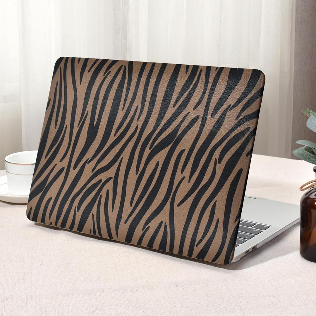 Compatible with MacBook Air 13 Inch Case2022 2021 2020 2019 2018 Release A1932 A2179 M1 A2337 Touch ID, Zebra-Stripe Plastic Hard Shell CaseTransparent Keyboard Cover,Brown
