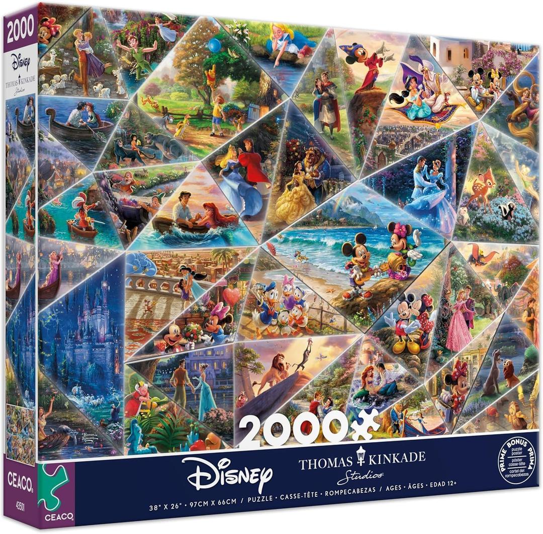 Buffalo Games  Thomas Kinkade Disney Collage Jigsaw Puzzle, 2000 Piece Puzzle for Adults, Disney Art Collection