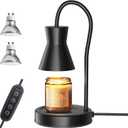 Candle Warmer Lamp with Timer and Dimmer, Vintage Electric Melter Candle with 2 Bulbs, Melter Scented Height Adjustable Compatible with Jar Candles, House Warming Gifts (Black)