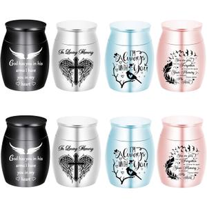 Color Small Urns for Ashes - Set of 8，Aluminium Mini Urns, Cremation Urns for Human/ Pet Ashes, Ashes Holder, Small Keepsake urns-Memorial Urn (8Pcs -Urn)