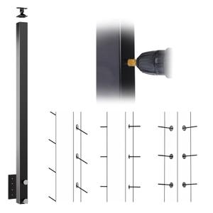 Muzata Aluminum Black Side Mount Cable Railing Post 36 Inch 36"X2"x2" Undrilled Space-Saving Cable Railing System Kit Indoor Outdoor Seaside with Paper User Guide PW01 BNAS