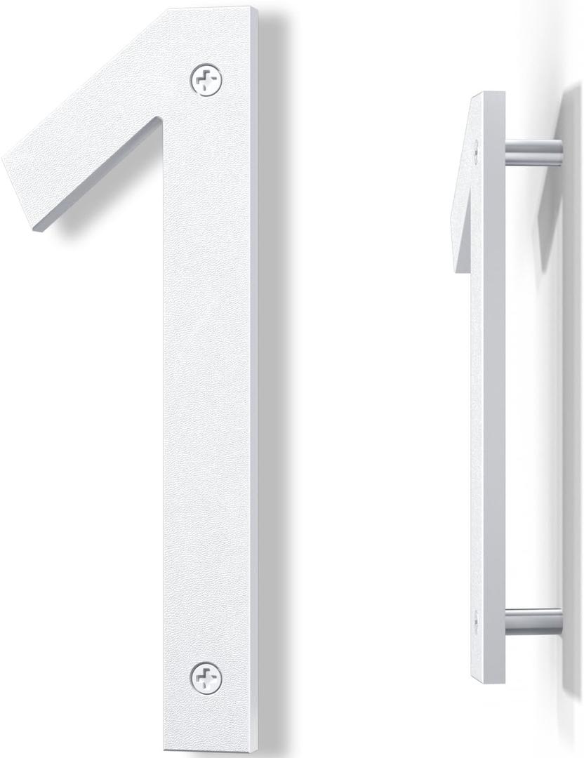 10 Inch White House Numbers for Outside, Large Floating Home Address Numbers, Modern Outdoor House Number for Wall Street Garage Gate