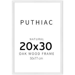 Puthiac 20x30 Solid Oak Wood Picture Frame, White, 1 Pack
