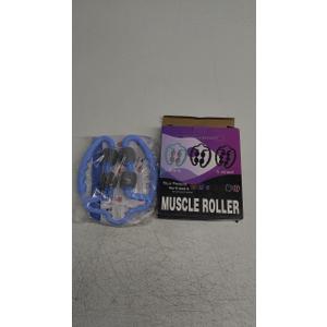 TOMOO 4 Wheels Muscle Roller Massager With Circular Leg Clamps - 360 Roller for Leg, Neck, Hand, Arm Relax - Indoor Sports, Yoga, Bodybuilding Equipment (Light Blue)