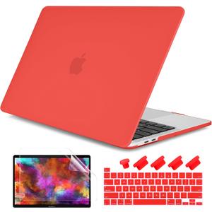 DONGKE for MacBook Pro 13 inch Case 2023 2022 2021 2020 Release Model: A2338 M2/M1 A2289 A2251 with Touch Bar & Touch ID, Frosted Matte Plastic Hard Shell Case & Keyboard Cover, Red