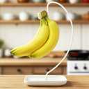VROOMIUM Banana Holder Stand with Ceramic Bowl - Holds Up to 5 Pounds Bananas, Hassle-free Cleaning, Stylish and Chic Design Banana Rack, White