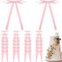 60 Pcs Twist Tie Bows 5x7 Inch Satin Ribbon Pink Bows for Birthday Decorations Gift Wrapping Champagne Bottle Cake Treat Bag DIY Gift Wedding Baby Shower Birthday Party Favors (Pink)