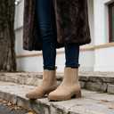 CosyFever Women's Chelsea Boots Lug Sole Low Heel Pull On Ankle Boots