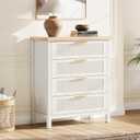 IDEALHOUSE Fluted 4 Drawers Dresser for Bedroom, 35.4" Tall Chest of Dressers for Closet, 4 Fluted Drawers with Metal Handle, Clothes Storage Cabinet for Bedroom, Nursery, Living Room, White