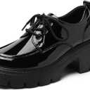 Platform Oxford Shoes for Women Women's Oxfords Lace-Up Chunky Heel Lightweight Oxford Heels Fashion Business Casual Shoes Comfortable Dressy Shoes Office Work Pumps Shoes for Womens Ladies (9.5, 865black)