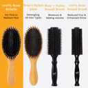 Belula 100% Boar Bristle Hair Brush Set (Medium). Soft Natural Bristles for Thin and Fine Hair. Restore Shine And Texture. Wooden Comb, Travel Bag and Spa Headband Included!
