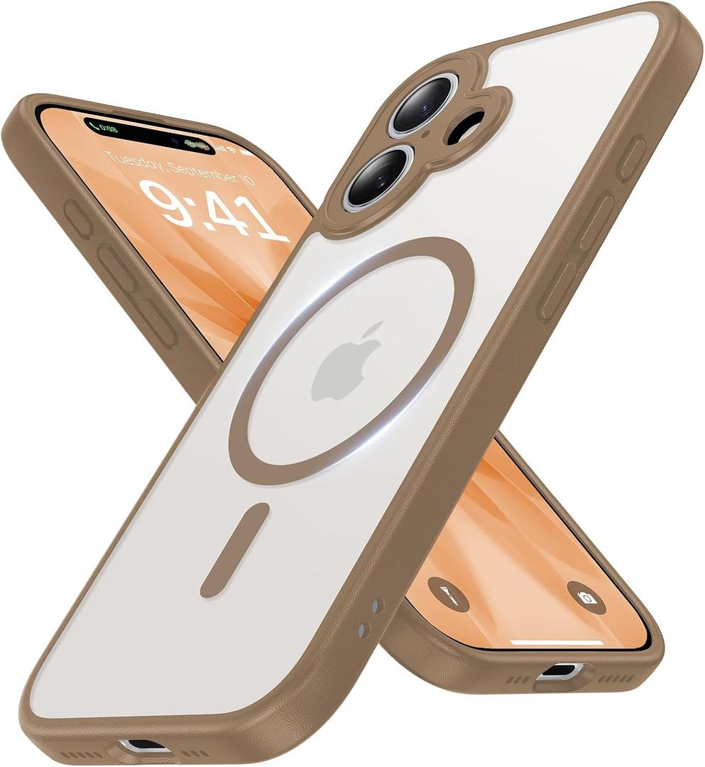 Magnetic for iPhone 17 Case [Full Camera Protection][Military-Grade Protection][Compatible with MagSafe] Shockproof Protective Slim Phone Case for iPhone 17, Brown