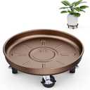 Plant Saucer 12" Rolling Plant Caddy Rolling Plant Stand with Wheels  Heavy Duty Metal, Locking, Sturdy, Rust-Resistant Finish, and Easy to Move, 310 lb Capacity