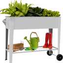 LEETOLLA Elevate Herb Garden Planter Box Outdoor Raised Planter Box with Legs On Wheels for Vegetables Flower Tomato Patio Backyard