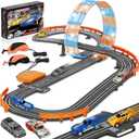 Slot Car Race Track Sets for Boys Age 4 5 6 7 8-12, Electric Race Car Track with 4 High-Speed Racing Car, Dual Racing Game Lap Counter Circular Overpass Track, Christmas Birthday Gifts Toys for Kids