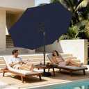 MEWAY 9ft Patio Umbrella Outdoor Table Umbrellas with Push Button Tilt and Crank, Market Umbrella 8 Sturdy Ribs for Deck, Garden, Pool and Backyard, Navy