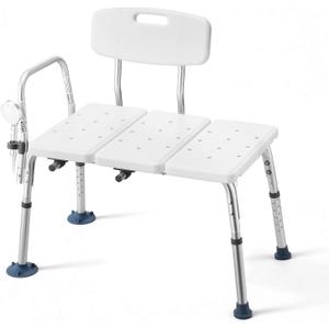 VEVOR Tub Transfer Bench for Bathtub, 400 lbs Weight Capacity Heavy Duty Shower Chair with Arm and Backrest, Height Adjustable Bathroom Shower Bench Bath Seat for Adults, Seniors, Elderly and Disabled