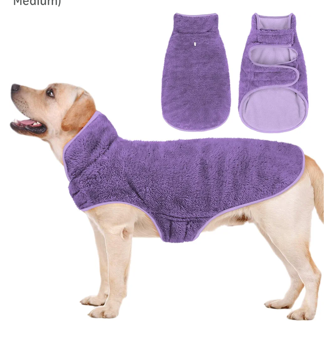 Malier Dog Winter Coat, Reversible Fleece Dog Cold Weather Coats, Windproof Warm Snow Puppy Jacket Vest Pet Clothes for Small Medium Large Dogs (Purple, Large)