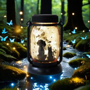 Cat Dog Solar Lanterns, Outdoor Solar Lights, Cat Lamp, Dog Lamp, Garden Decor, Patio Decor, Gifts for Cat Lovers, Gifts for Dog Lovers, Cat Memorials, Dog Memorials, Cat Dog Gifts, Gifts for Girl