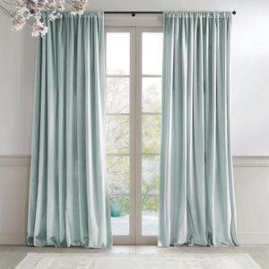 Lazzzy Velvet Blackout Curtains Thermal Insulated Room Window Drapes Super Soft Luxury Curtains for Living Room Bedroom Rod Pocket 2 Panels, Misty Blue, 52" W x 90" L