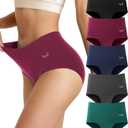 Women's Cotton Underwear High Waisted Underwear Soft Briefs Full Coverage Ladies Panties 5 Pack(Regular & Plus Size) (Large, Multicolor-5pcs-g4)