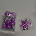 Round Funny 25 Pcs Mini Christmas Ornaments Set 0.79 Inch Glitter Christmas Ball Tree Topper Star Hanging Ornaments for Party Decoration(Purple)