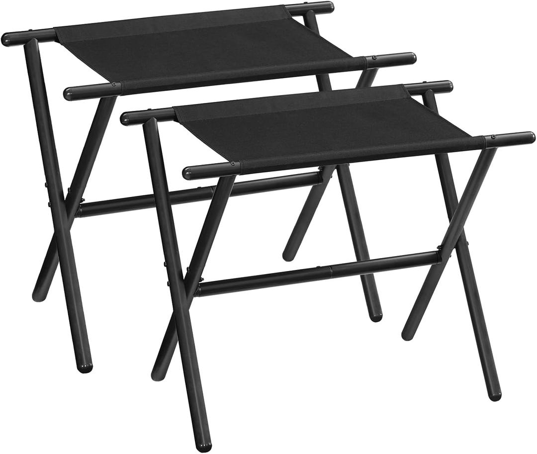 HOOBRO Luggage Racks, Set of 2, Folding Suitcase Stands, Oxford Fabric Suitcase Holders with Metal Frame, 28.7L x 14.6W x 22.6H, for Guest Room, Hotel, Bedroom, Black BK56XLP201