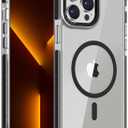 DEERLAMN Strong Magnetic Case for iPhone 15 Pro Max 6.7-Inch,[Compatible with Magsafe][Military Grade Drop Protection] Clear Slim Shockproof Protective Phone Cover-Transparent+Black