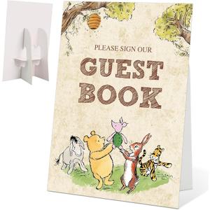 Please Sign Our Guest Book Sign for Baby Shower, Baby Shower Party Ceremony and Reception Decoration, Bear Themed Party Decoration, Gender Reveal Activities, Newborn Announcement Activities, 4