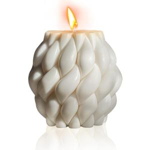 Knot Ball Candle Beautiful Handmade Pillar Scented Soy Wax, Elegant Pillar Bubble Candle Housewarming Gift Home Room Shelf Decor Idea Spiral Candl(White Medium)