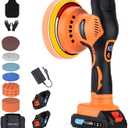 Cordless Car Buffer Polisher w/ 2x2000mAh 21V Batteries, 6 Inch Car buffer Waxer Kit, Car Polishing Machine w/ Extra 18 PCS Attachments & 6 Variable Speed, Car Buffer Polisher for Car Detailing