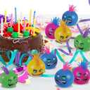 ArtCreativity Flashing Mohawk Balls, Set of 4, Light Up Bouncy Balls for Kids with Faux Hair, LED Bouncing Balls in Assorted Colors, Light Up Party Favors, Pinata Stuffers, and Goodie Bag Fillers