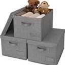 GRANNY SAYS Storage Bins with Lids, Linen Closet Organizers and Storage Baskets for Shelves, Storage Containers for Closet Organization, Large Bins for Storage, Dark Gray, 3-Pack