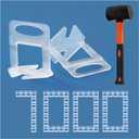 Tile Leveling System 1/8" Spacers Tile Leveler Clips DIY Tile Leveler Spacers 7000 Pcs and Tools Harden Rubber Mallet Hammer 16 oz for Professional Ceramic Tile and Stone Installation