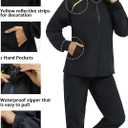 LAZAWG Rain Jackets Women Lightweight Raincoat Hooded Waterproof Windproof Rain Coat for Travel Outdoor (Black, XXL)