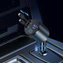 2 x Retractable Car Charger 4 in 1 Fast Car Phone Charger 60W Dual Lightning USB Type C Car Charger Retractable Cords Compatible with Apple iPhone 14 13 12 11 Pro/XS/XR/Mini/X/iPad/AirPods