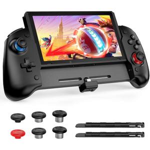 NexiGo Hall Effect Gripcon (No Drift, No Deadzone) with Hall Sensing Joystick for Nintendo Switch/Switch OLED, Ergonomic Handheld Mode, 6-Axis Gyro, Mapping Function, Black