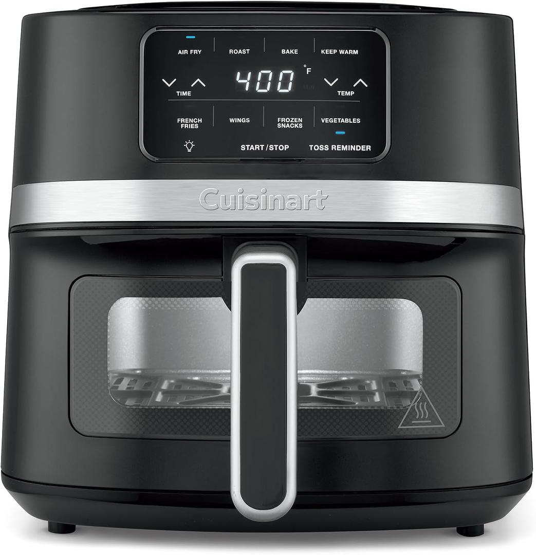 Cuisinart Air Fryer, 4.5-Quart Basket Fryer with 4 Cooking Functions to Air Fry, Roast, Bake, and Keep Warm, 4 Airfryer Presets, Dishwasher-Safe Parts, AIR-160NAS, Stainless Steel & Black, 4.5 Qt. Window